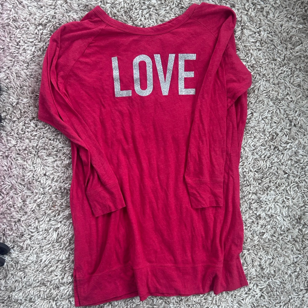 Victoria's Secret Pink Long Sleeve Tee with 'LOVE' Print